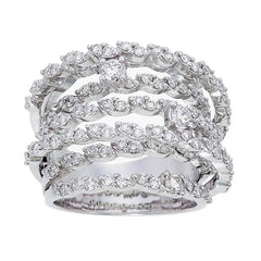 18K White Gold Round Cut Multi-Row Diamond Ring (2.12 ct)