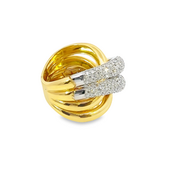 18K Yellow Gold Round Diamond Twist Ring (2.78 ct)