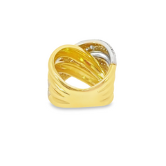 18K Yellow Gold Round Diamond Twist Ring (2.78 ct)