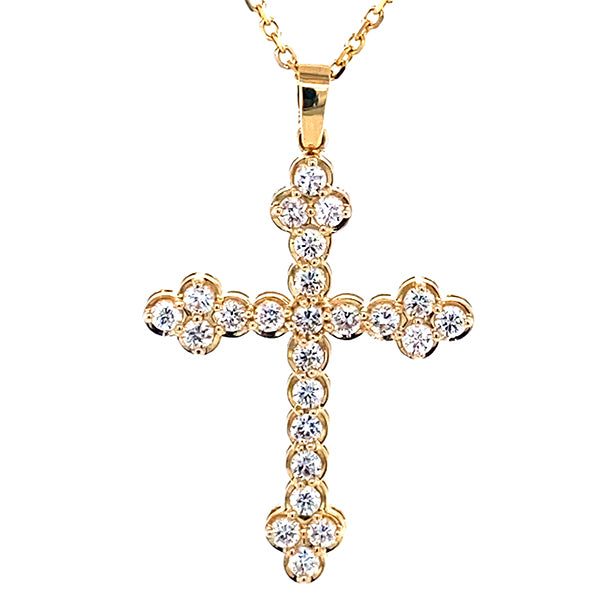1-1/5 CT. T.W. Diamond Cross Pendant in 14K Yellow Gold - LA DIAMOND