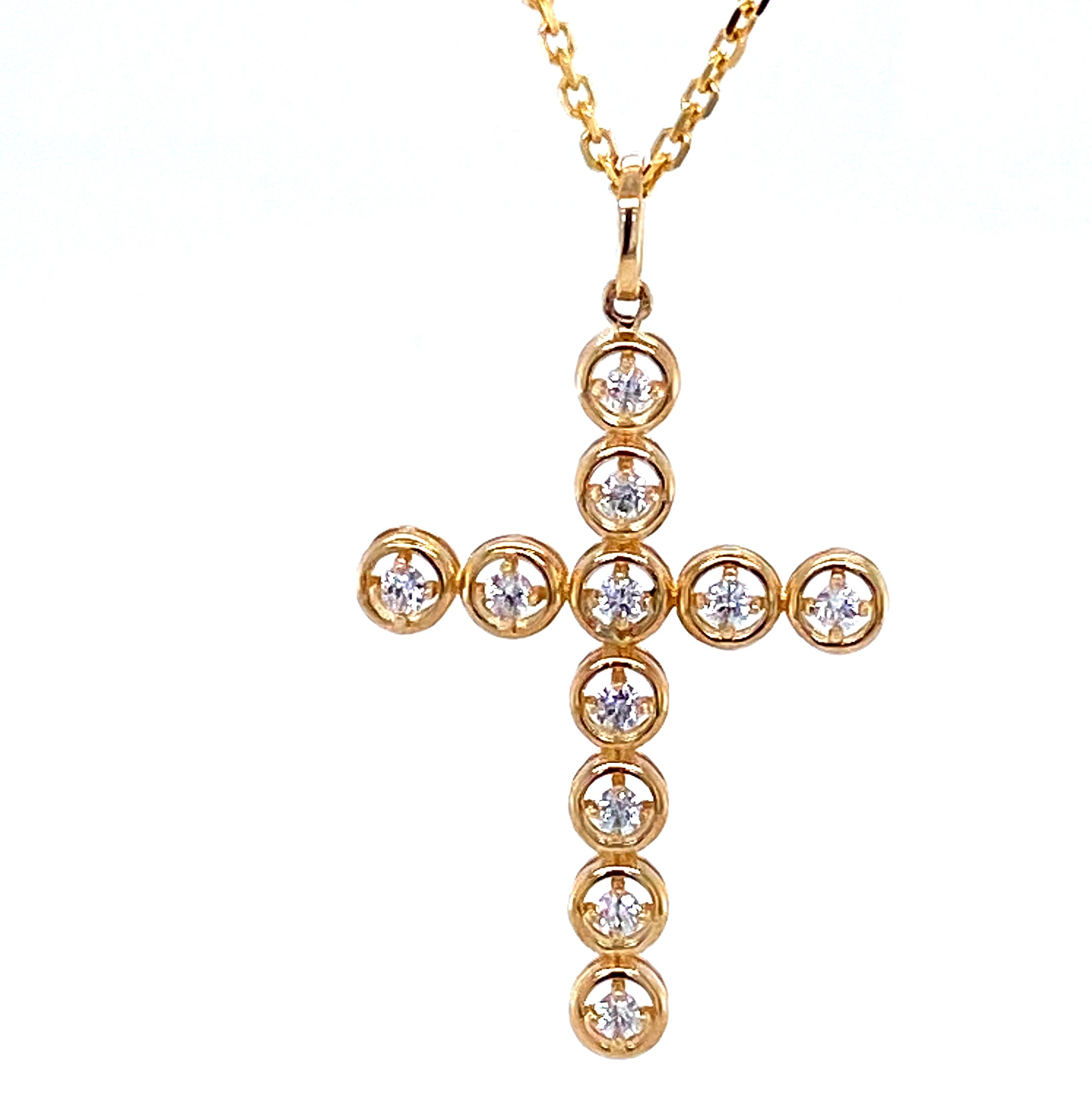 1 CT. T.W. Diamond Cross Pendant in 14K Yellow Gold - LA DIAMOND
