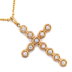 1 CT. T.W. Diamond Cross Pendant in 14K Yellow Gold - LA DIAMOND