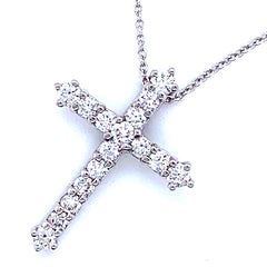 3/4 CT. T.W. Diamond Cross Pendant in 14K White Gold - LA DIAMOND