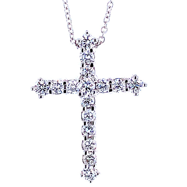 3/4 CT. T.W. Diamond Cross Pendant in 14K White Gold - LA DIAMOND