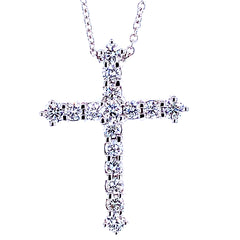 3/4 CT. T.W. Diamond Cross Pendant in 14K White Gold - LA DIAMOND