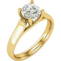 14K Solid Gold 5 mm Round Forever One™ Lab-Grown Moissanite Solitaire Engagement Ring