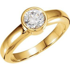 14K Solid Gold 1/2 CTW Natural Diamond Round Solitaire Engagement Ring