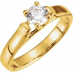 14K Solid Gold 1/2 CTW Natural Diamond Solitaire Engagement Ring