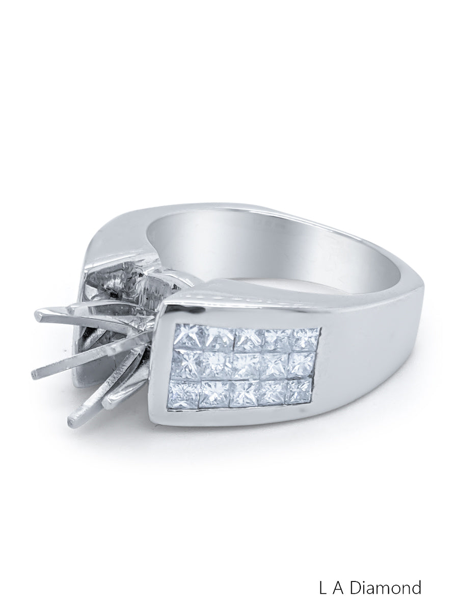 14K White Gold Diamond  Multiple Radiant Cut Engagement Ring 1.41c