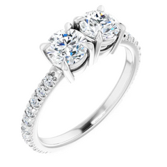 14K White 5.2 mm Round Engagement Ring - LA DIAMOND