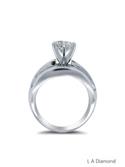 18k White Gold Diamond Round Cut And Bezel Corner Princess Engagement Ring 3.84c