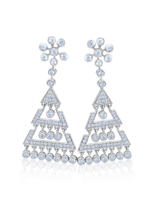 White Gold Diamond Round Cut Cluster Earring - '33652