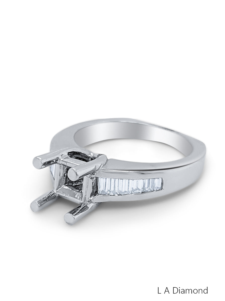14k White Gold Diamond Baguette Cut Engagement Ring .70c