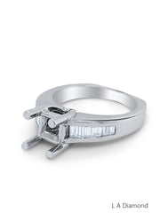 14k White Gold Diamond Baguette Cut Engagement Ring .70c