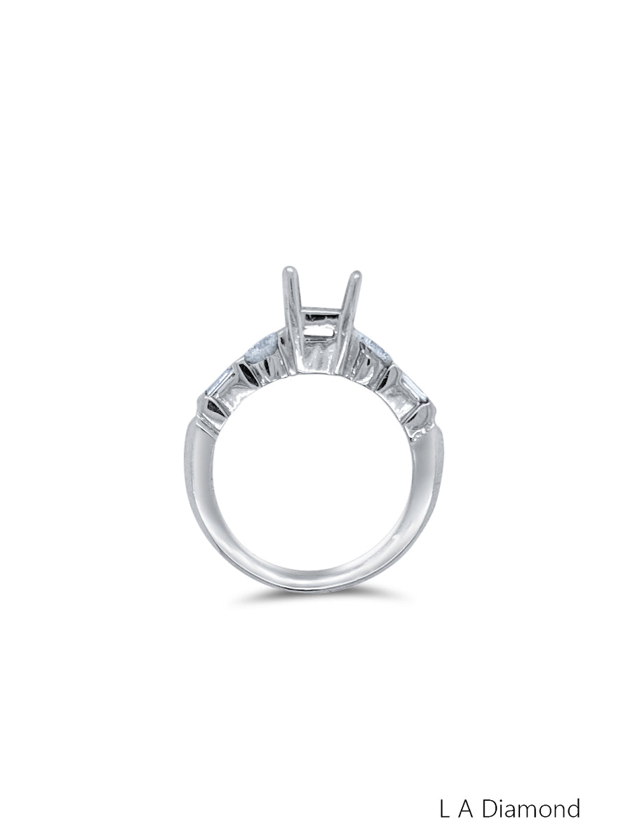 14K White Gold Diamond Princess Cut Engagement Ring .72c