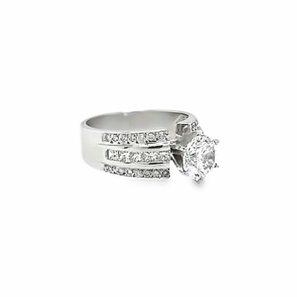 18K White Gold Diamond Frame Multi-Row Round Cut Engagement Ring 9.17c - LA DIAMOND