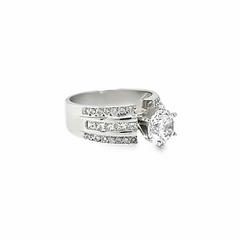 18K White Gold Diamond Frame Multi-Row Round Cut Engagement Ring 9.17c - LA DIAMOND