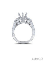 18k White Gold Diamond Princess Cut Semi Mount Bridal Engagement Ring .72c