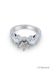 18k White Gold Diamond Princess Cut Semi Mount Bridal Engagement Ring .72c