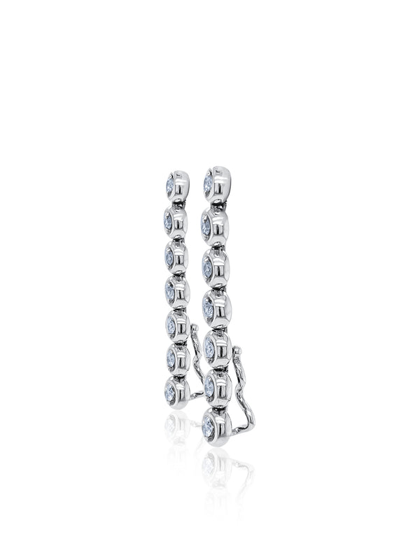 14K White Gold Diamond Round Cut Dangle Earring .84c - LA DIAMOND