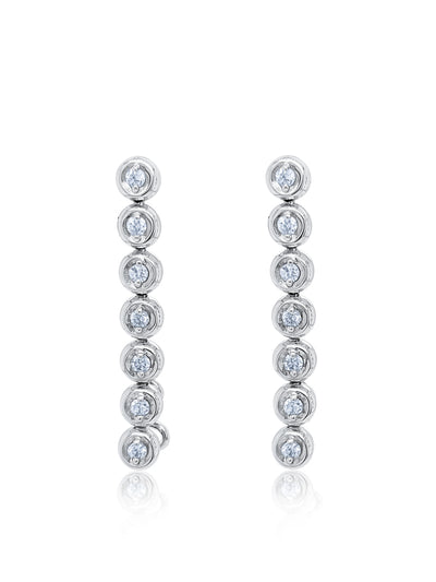 14K White Gold Diamond Round Cut Dangle Earring .84c