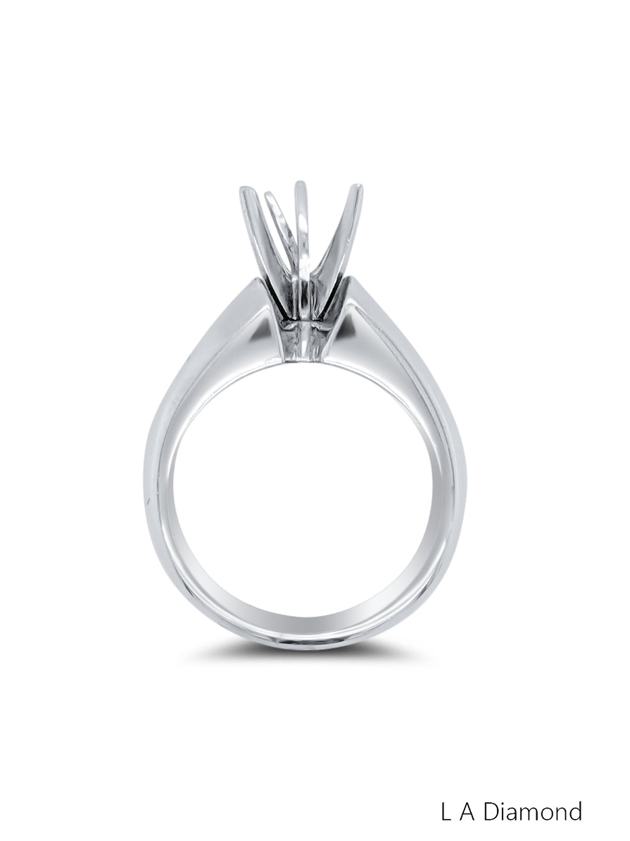 18k White Gold Diamond Bezel Corner Princess Cut Semi Mount Engagement Ring 1c