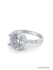 14k White Gold Diamond Round Cut Semi Mount Engagement Ring .57c