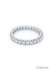 14K White Gold Diamond Round Cut Eternity Wedding Ring .75c