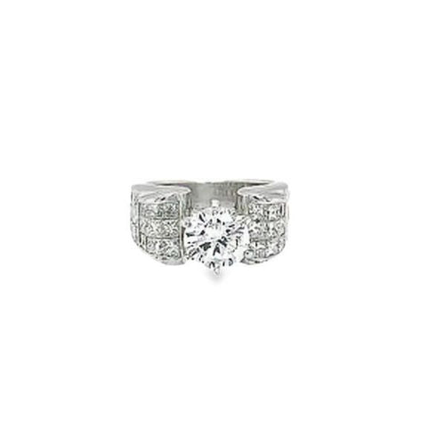 14k White Gold Diamond Multi Layer Bezel Corner Princess Cut Engagement Ring 1.65c - LA DIAMOND