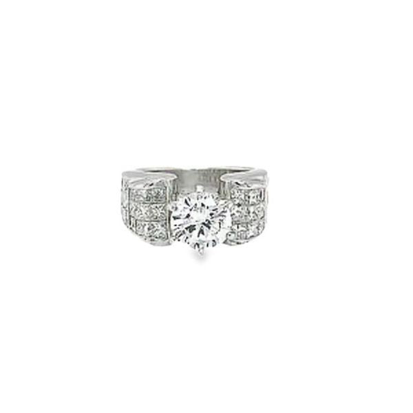 14k White Gold Diamond Multi Layer Bezel Corner Princess Cut Engagement Ring 1.65c - LA DIAMOND