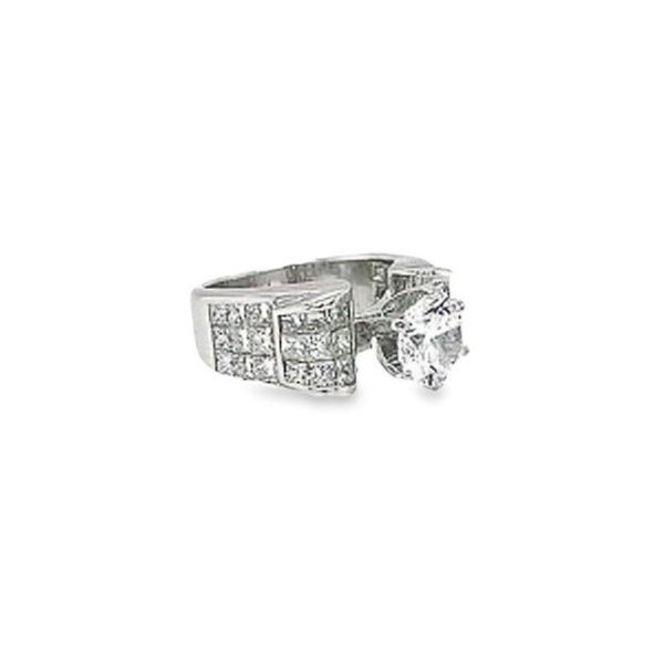 14k White Gold Diamond Multi Layer Bezel Corner Princess Cut Engagement Ring 1.65c - LA DIAMOND
