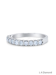 14K White Gold Diamond Round Cut Wedding Ring .75c