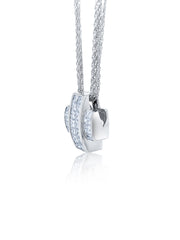 18k White Gold Diamond Cross Bezel Corner Princess And Baguette Cut Necklace Pendant 1.51c