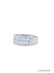 14K White Gold Diamond  Bezel Corner Princess Cut Wedding Ring 1.66c