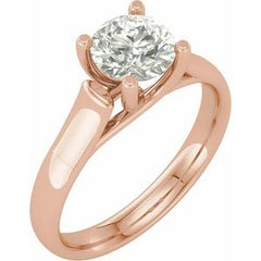 14K Solid Gold 6.5 mm Round Forever One™ Lab-Grown Moissanite Solitaire Engagement Ring