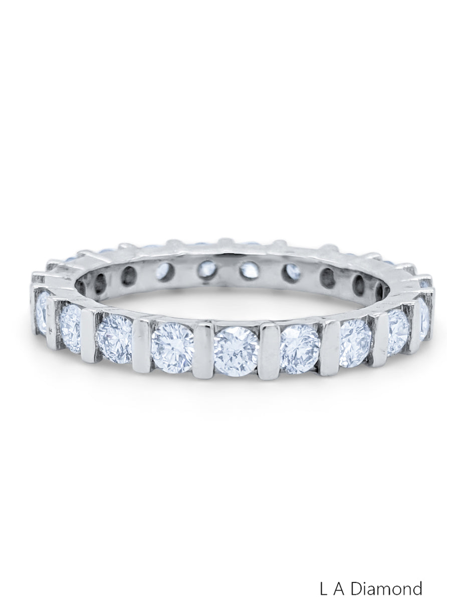 14K White Gold Diamond  Round Cut Eternity Wedding Ring 1.76c