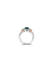 14K White Gold Diamond & Emerald Round-Cut Ring (1.85 ct)