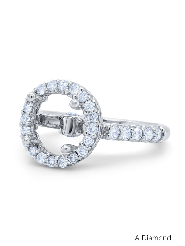 14K White Gold Diamond Round Cut Semi-Mount Promise Ring (.30 ct) - LA DIAMOND