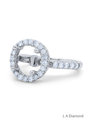 14k White Gold Diamond Round Cut Semi Mount Promise Ring .30c