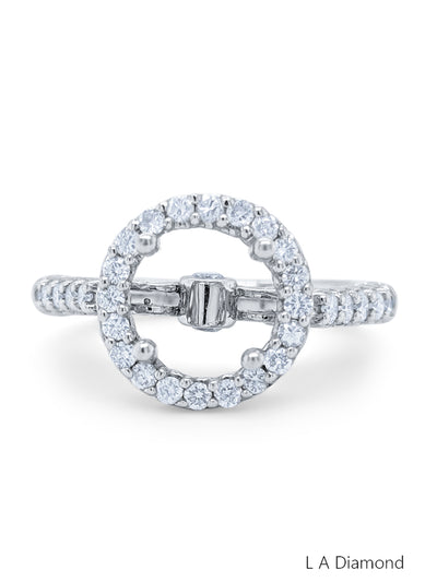 14K White Gold Diamond Round Cut Semi-Mount Promise Ring (.30 ct)