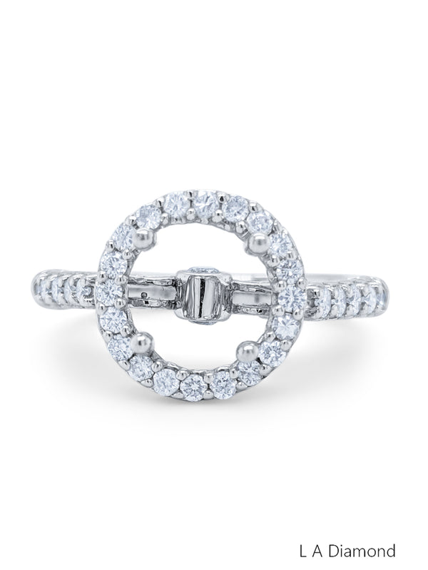 14K White Gold Diamond Round Cut Semi-Mount Promise Ring (.30 ct) - LA DIAMOND