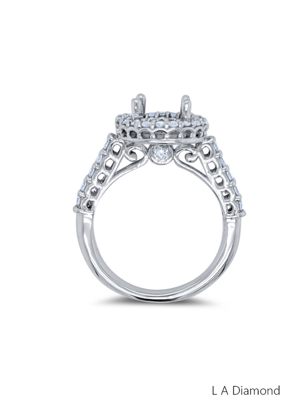 14K White Gold Diamond Round Cut Semi-Mount Promise Ring (.30 ct) - LA DIAMOND