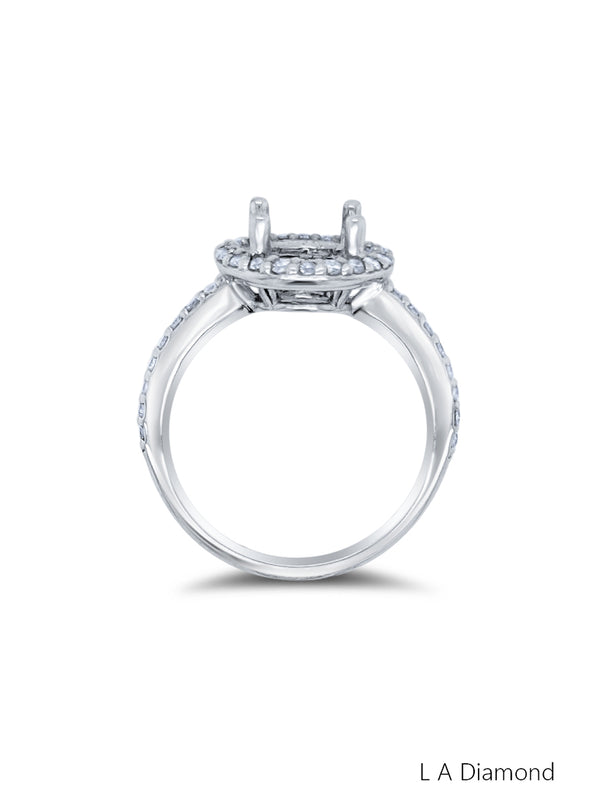 14K White Gold Diamond Round Cut Semi-Mount Engagement Ring (.50 ct) - LA DIAMOND