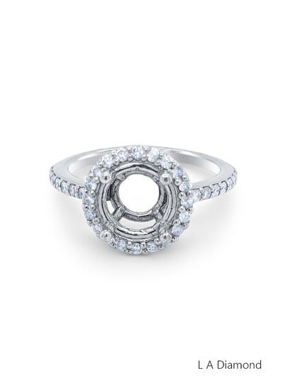 14K White Gold Diamond Round Cut Semi-Mount Engagement Ring (.50 ct)
