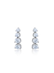 White Gold Diamond Round Cut Dangle Earring