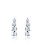 White Gold Diamond Round Cut Dangle Earring