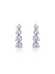 White Gold Diamond Round Cut Dangle Earring