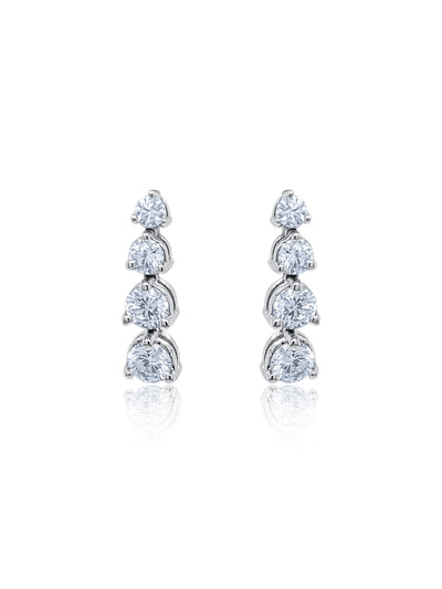 White Gold Diamond Round Cut Dangle Earring