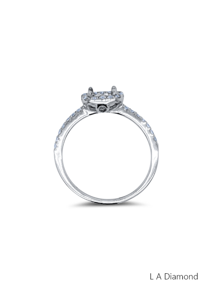 14k White Gold Diamond Cushion Cut Semi Mount Ring Engagement Ring .35c