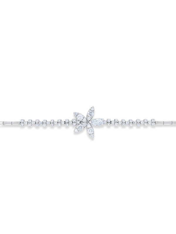 18k White Gold Diamond Marquise Cut Circle Link Tennis Bracelet 1.75c, .40c - LA DIAMOND
